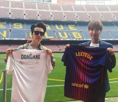 Leeteuk y Donghae la liga barcelona